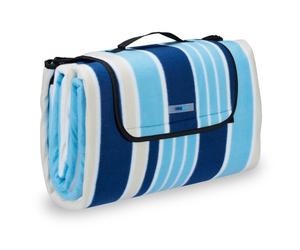 Relaxdays Manta de pícnic con rayas azul y blanco blanco,azul oscuro,azul claro