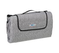 Relaxdays Manta Picnic XXL, 200 x 200 cm, Estera Césped Forro Polar Estampado, Termoaislante, Impermeable, con Asa, Gris