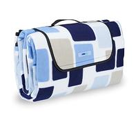 Relaxdays Manta Picnic XXL, 200x200 cm, Suelo Camping, Azul y Beige | Termoaislante, Esterilla Playa Plegable, con Asa