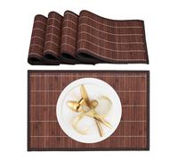 Relaxdays Set de 4 manteles individuales de bambú marrón,negro