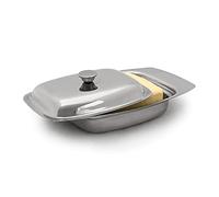 Relaxdays, Mantequillera con Tapa Plana, Acero Inoxidable, 6 x 19.5 x 13 cm Aprox, 0.16 Kg