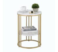 Relaxdays Mesa auxiliar efecto mármol blanco,oro,gris