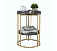 Relaxdays Mesa auxiliar efecto mármol blanco,oro,negro