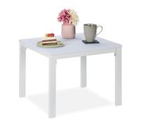Relaxdays Mesa Auxiliar Balcón, Resistente Intemperie, Terraza y Jardín, 39 x 52 x 48 cm, Mesita Exterior, Blanco