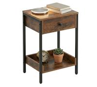 Relaxdays Mesa auxiliar con cajón y balda marrón,negro