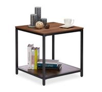 Relaxdays Mesa auxiliar con dos baldas marrón claro,negro