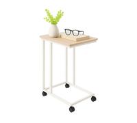 Relaxdays Mesa auxiliar con ruedas C blanco,marrón claro