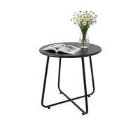 Relaxdays Mesa Auxiliar de Metal Resistente a la Intemperie, Redonda, Interior/Exterior, 46x44 cm Negra