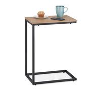 Relaxdays Mesa auxiliar diseño C negra marrón claro,negro
