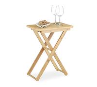 Relaxdays - Mesa Auxiliar Hecha de bambú, 52 x 40 x 31 cm, Mesa Plegable pequeña, Rectangular, Color Natural