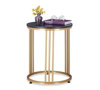 Relaxdays Mesa auxiliar MARMO oro,negro