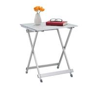 Relaxdays - Mesa Auxiliar Plegable de Aluminio, 61 x 49.5 x 47.5 cm, para el Jardín Terraza Acampar, Color Plateado