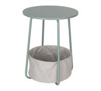 Relaxdays Mesa auxiliar redonda con cesto azul claro,gris