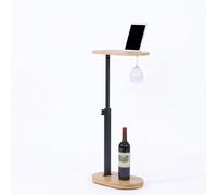Relaxdays Mesa auxiliar regulable marrón claro,negro