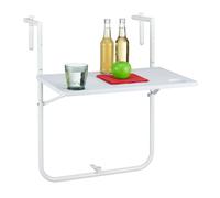 Relaxdays Mesa colgante balcón efecto ratán blanco