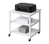 Relaxdays Mesa con Ruedas Blanca, 3 Niveles, 53 x 50 x 50 cm, Oficina | soporte para impresora