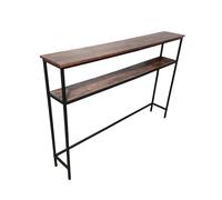 Relaxdays Mesa Consola, HBT: 80 x 120 x 20 cm, 2 estantes, Metal y MDF, Estrecha para recibidor, marrón/Negro