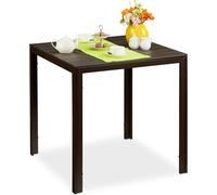 Relaxdays Mesa de jardín cuadrada efecto madera marrón