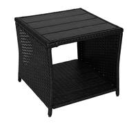 Relaxdays Mesa de balcón 40x45x45 cm, Exterior, poliratán/WPC/Acero, Mesa Auxiliar jardín Cuadrada, Negra