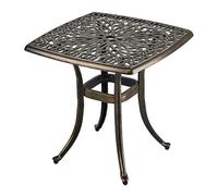 Relaxdays Mesa de balcón con Orificio para sombrilla, 53x53x53 cm, Aluminio, Exterior, Estilo Antiguo, Negro/Bronce