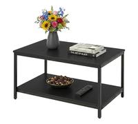 Relaxdays Mesa de centro, mix de materiales negro