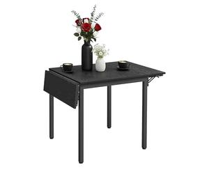 Relaxdays Mesa de Comedor abatible para 2-4 Personas, MDF y Hierro, Ahorra Espacio, 76 x 120 x 78 cm, Negro