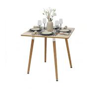 Relaxdays Mesa de Comedor Cuadrada en MDF y bambú para 4 Personas, Estilo escandinavo Natural, 75x75x75 cm