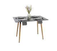 Relaxdays Mesa de Comedor Rectangular, 75 x 110 x 70 cm, MDF y bambú, para 4 Personas, Estilo escandinavo, Negro/Natural