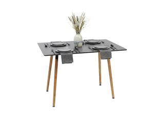 Relaxdays Mesa de Comedor Rectangular, 75 x 110 x 70 cm, MDF y bambú, para 4 Personas, Estilo escandinavo, Negro/Natural