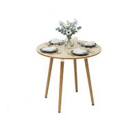 Relaxdays Mesa de Comedor, Redonda (Al x Ø): 75 x 80 cm, MDF y bambú, para 4 pers., 100 kg, Estilo escandinavo, Natural