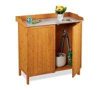 Relaxdays Mesa de cultivo con armario naranja,plata
