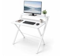 Relaxdays Mesa de Escritorio Plegable para Ordenador, Blanco | Mesa de Trabajo para Teletrabajo, Madera MDF y Metal, 82 x 70 x 56 cm