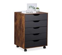 Relaxdays Mesa de impresora con 5 cajones marrón,negro