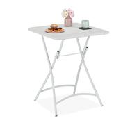 Relaxdays Mesa de jardín cuadrada plegable blanco