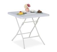 Relaxdays Mesa de jardín con efecto de madera blanco