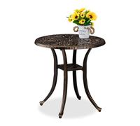 Relaxdays Mesa de jardín exterior redonda vintage oro,negro