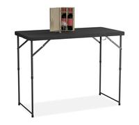 Relaxdays Mesa jardín plegable altura regulable negro