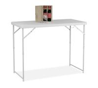 Relaxdays Mesa jardín plegable altura regulable blanco