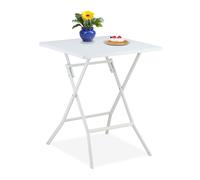 Relaxdays Mesa de jardín plegable blanco