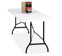 Relaxdays Mesa comedor jardín plegable 220 cm blanco,negro