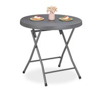 Relaxdays Mesa de jardín plegable efecto ratán negro,gris