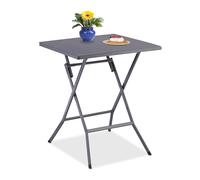 Relaxdays Mesa de Jardín Plegable, Mesita Camping, 73 x 62 x 62 cm, Mesilla Multifuncional para Exteriores, Gris