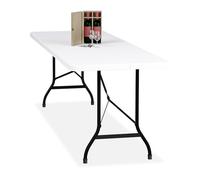 Relaxdays Mesa comedor jardín plegable 220 cm blanco,negro