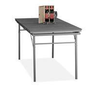 Relaxdays Mesa de Jardín Plegable, Tablero Extensible, 8 Personas, Plástico y Acero, Largo: 166-215 cm, Exterior, Gris