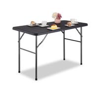 Relaxdays Mesa de jardín rectangular efecto madera negro