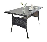 Relaxdays Mesa de jardín rectangulardepolyrattan con Tablero de Cristal, 70x100x60 cm, Gris