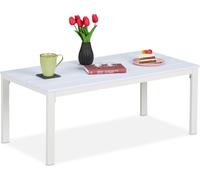Relaxdays, mesa de jardín, resistente a la intemperie, apta para terraza y balcón, mesa de lounge, dimensiones: 39 x 98 x 48 cm, mesa para exteriores, color blanco