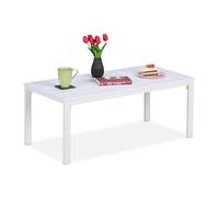 Relaxdays Mesa rectangular de jardín blanco