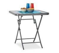 Relaxdays Mesa de terraza plegable vidrio STRUK transparente,gris