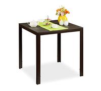 Relaxdays Mesa Jardín Cuadrada, Efecto Madera, Mesita Terraza, Patio, 74,5 x 77,5 x 77,5 cm, Mesilla Balcón, Marrón